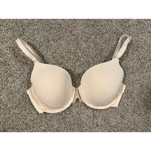 SOMA Intimates Women's Memorable Full Coverage Lace Trim Bra 34DD Cream